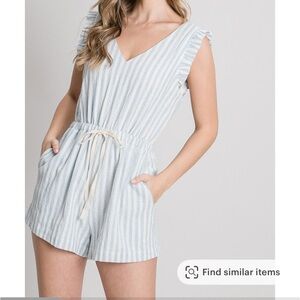 Allie Rose size L Striped Sleeveless Romper with open back